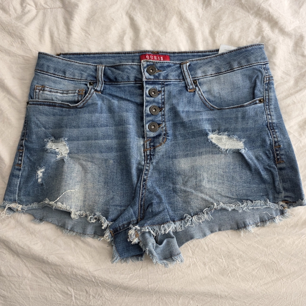 Guess High Waist Distressed Shorts 31